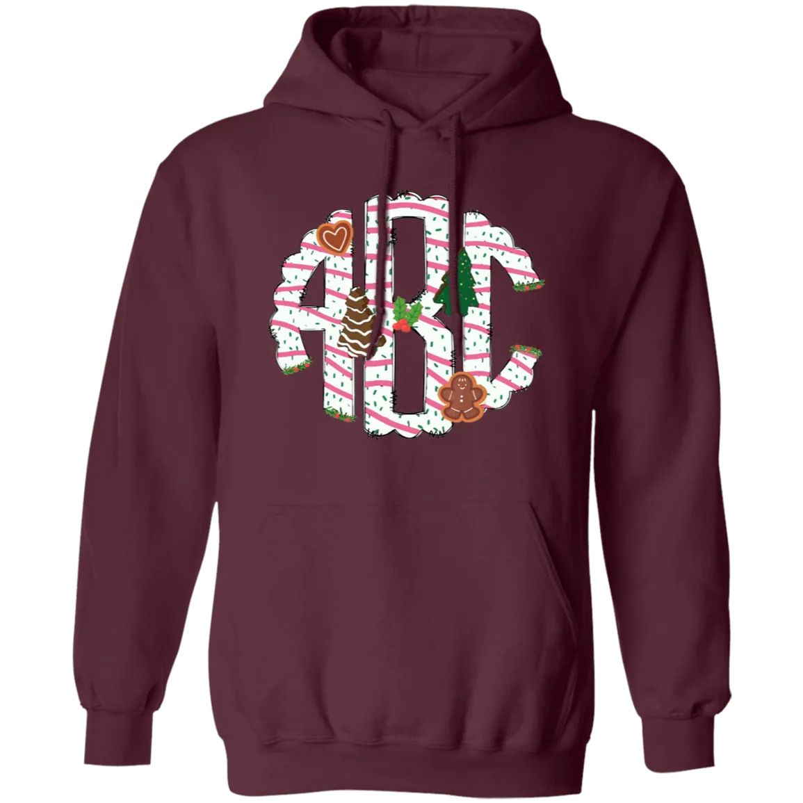 ABC Gingerbread, Alphabet Gingerbread, Xmas Tree Gingerbread, Merry Christmas, Trendy Christmas Pullover Hoodie