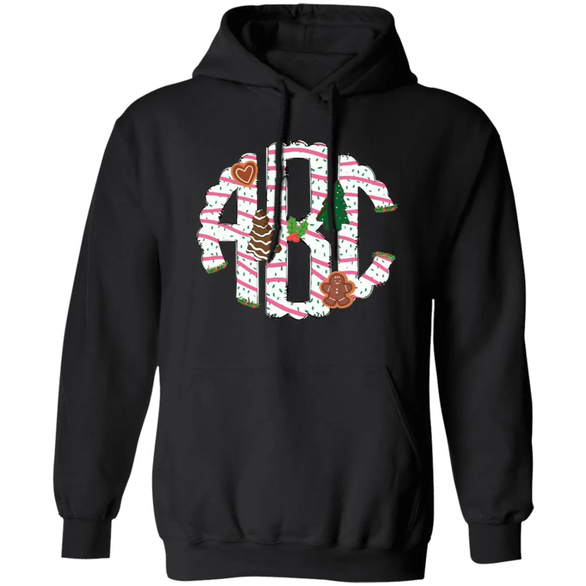 ABC Gingerbread, Alphabet Gingerbread, Xmas Tree Gingerbread, Merry Christmas, Trendy Christmas Pullover Hoodie