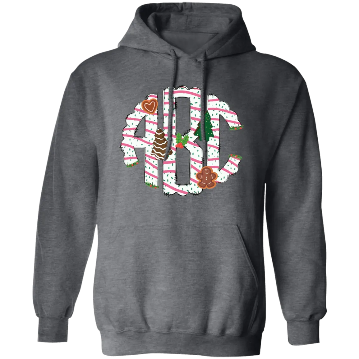 ABC Gingerbread, Alphabet Gingerbread, Xmas Tree Gingerbread, Merry Christmas, Trendy Christmas Pullover Hoodie