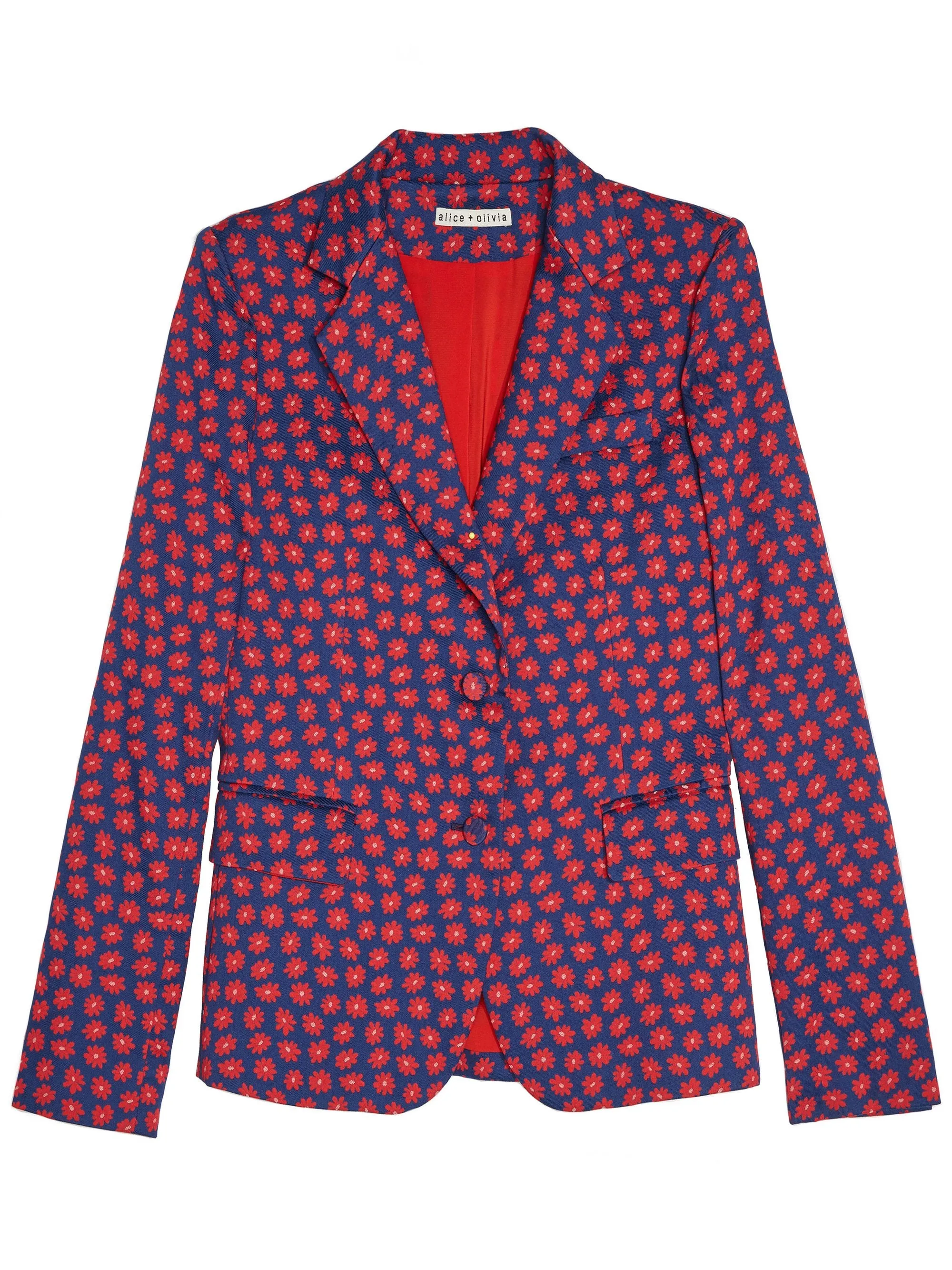 Alice   Olivia - Greyson Double Button Blazer - Navy Multi