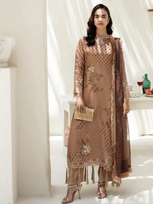 Ally's Brown Shamoz Silk Embroidered 3-Piece Suit (DGP-236)