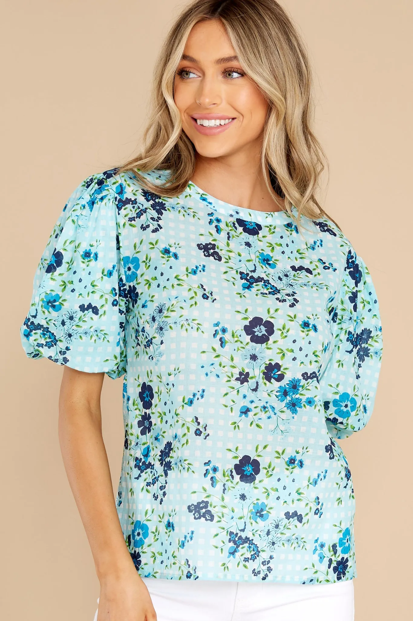 Annie English Garden Baby Blue Top