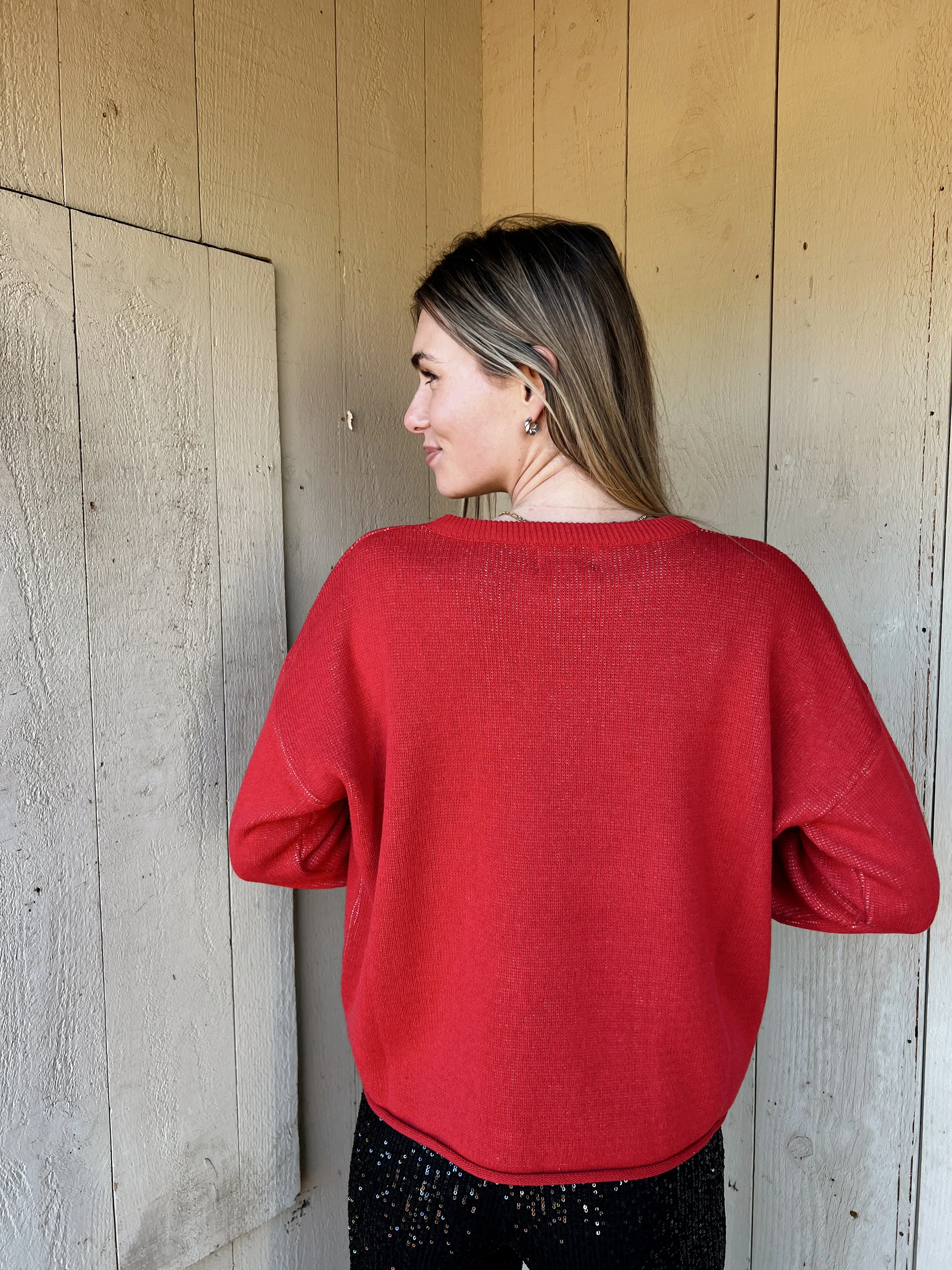 Apres Apres Apres Box Sweater - Red/Natural