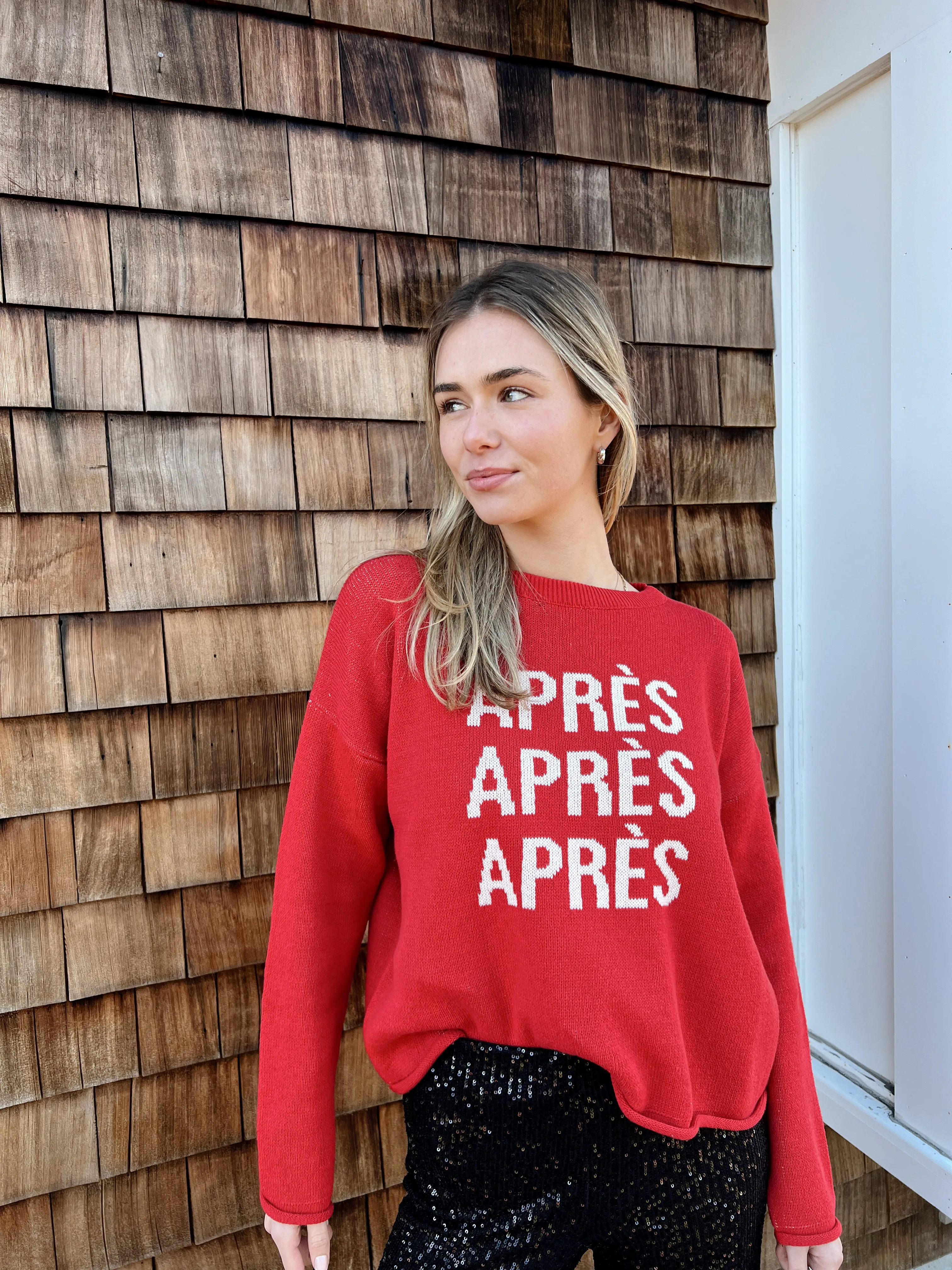 Apres Apres Apres Box Sweater - Red/Natural