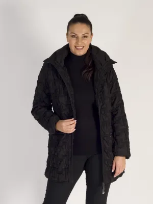 Black Bonfire Embroidered Quilted Coat