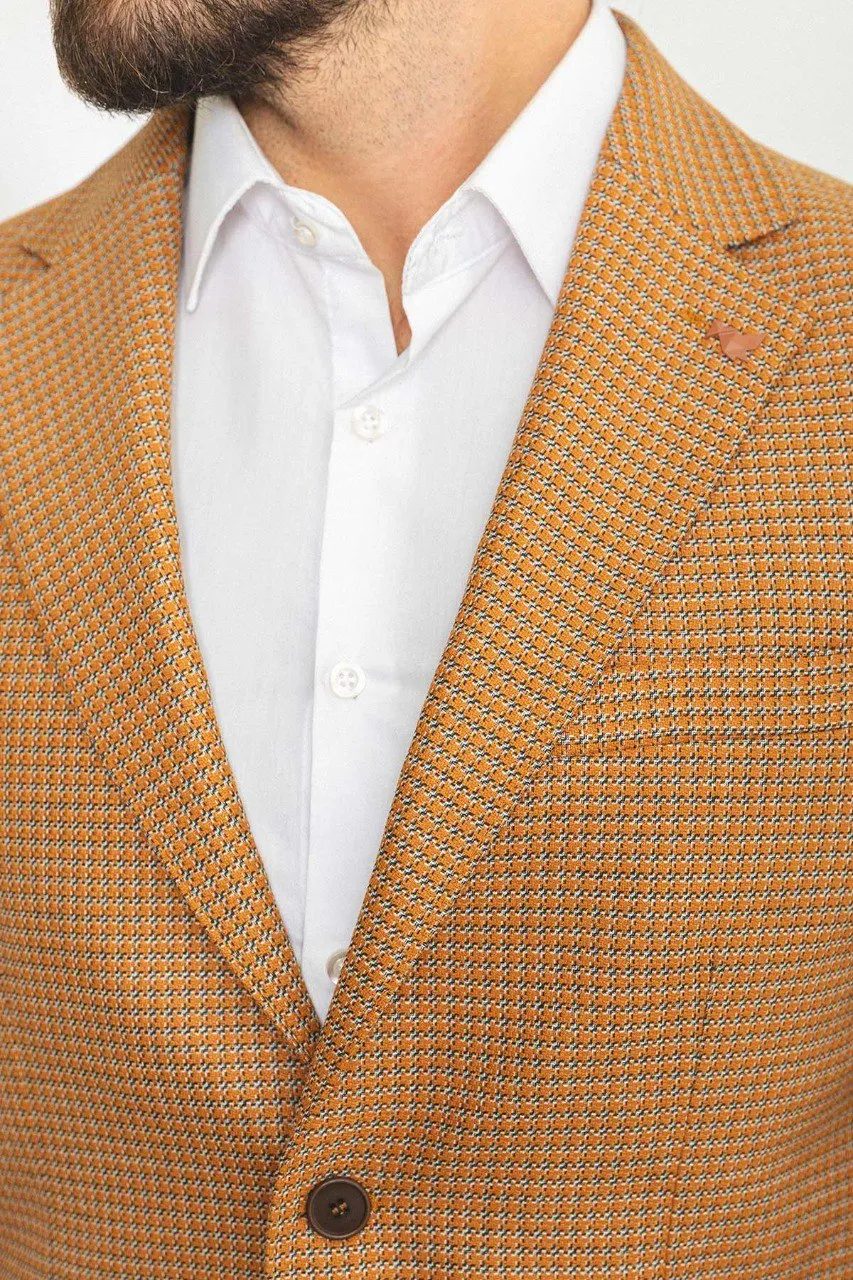 Bojoni Torretta Slim Fit Camel Plaid Blazer