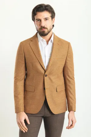 Bojoni Torretta Slim Fit Camel Plaid Blazer