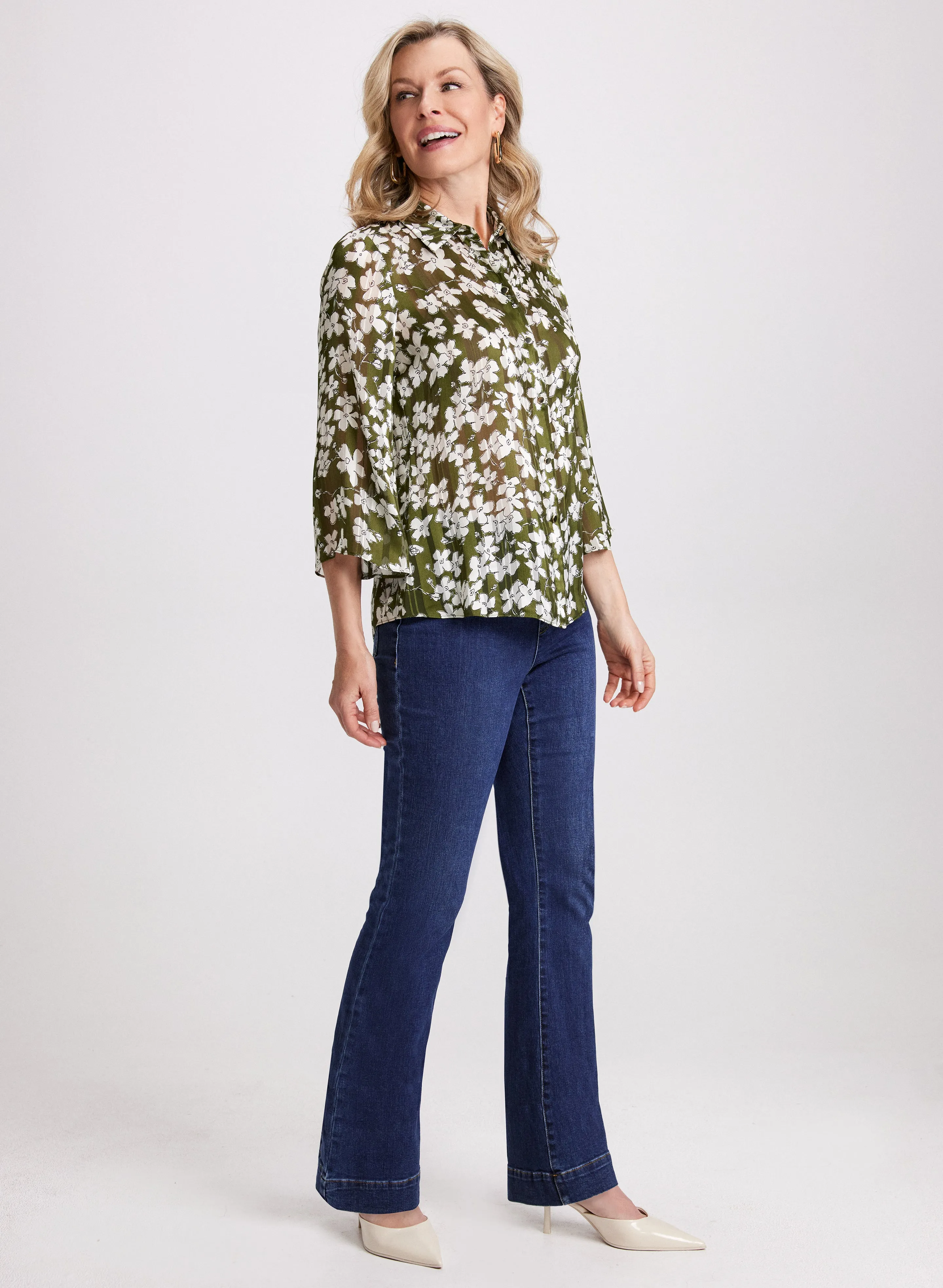 Button-Up Floral Blouse