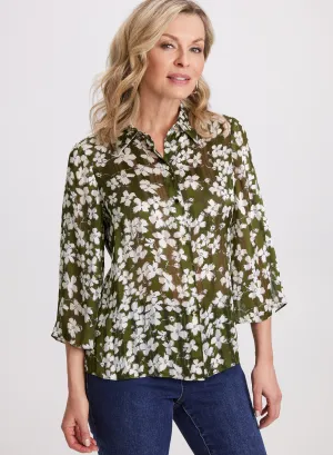 Button-Up Floral Blouse