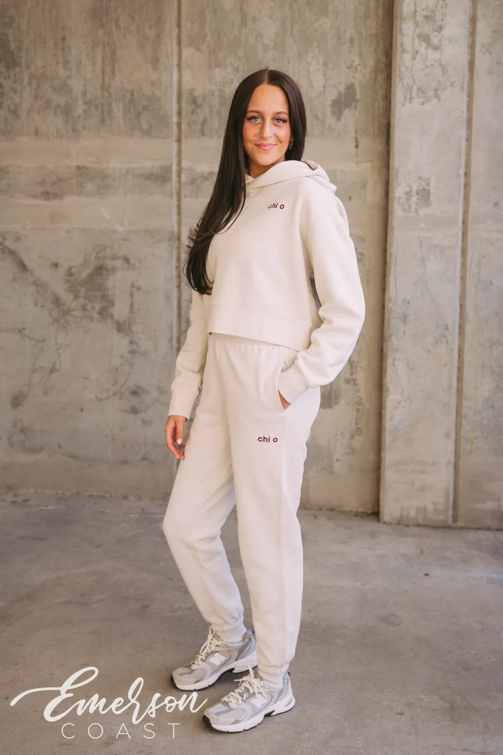 Chi O Bone Cropped Hoodie and Jogger Set