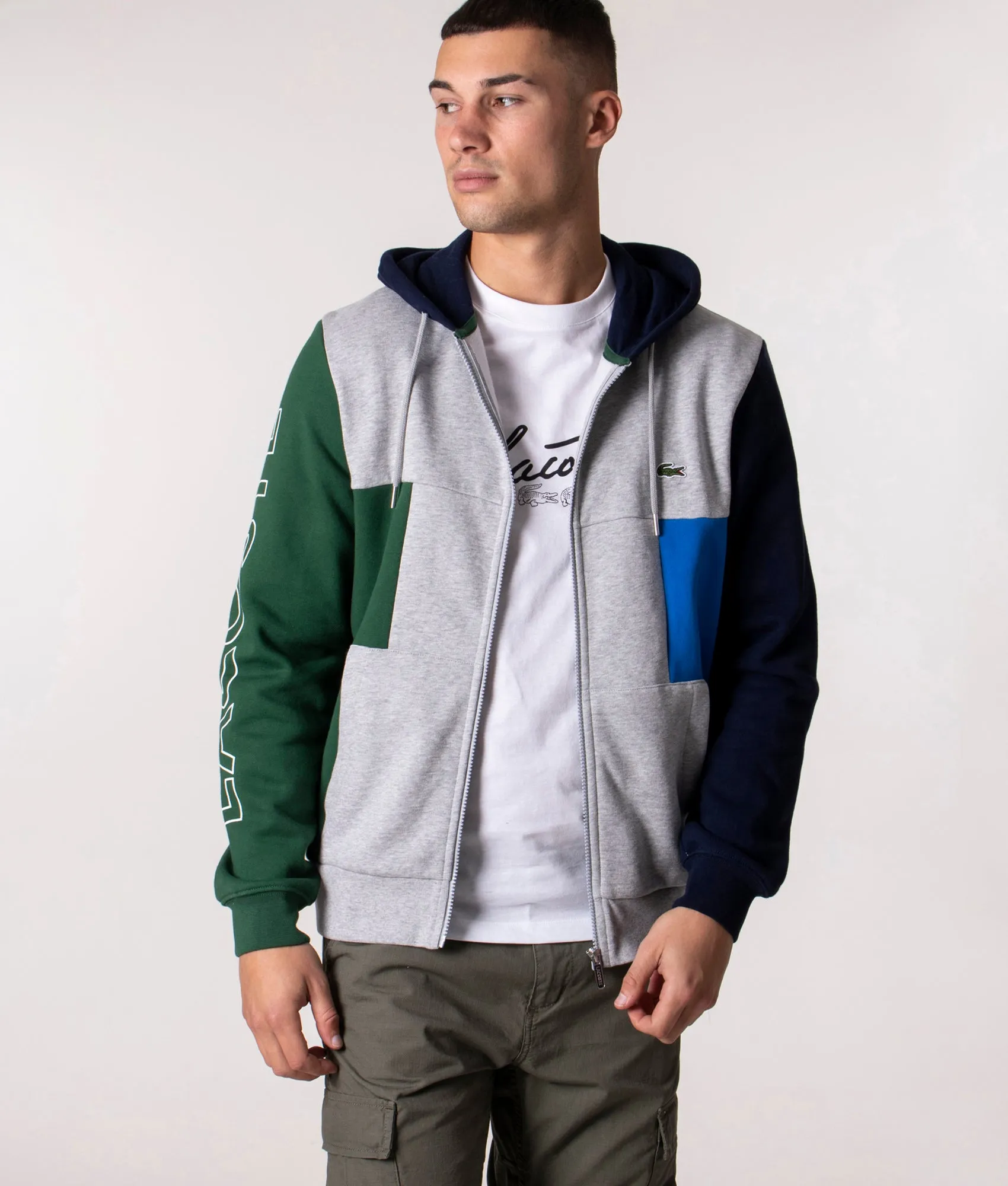 Colour Block Zip Through Hoodie