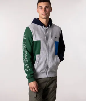 Colour Block Zip Through Hoodie