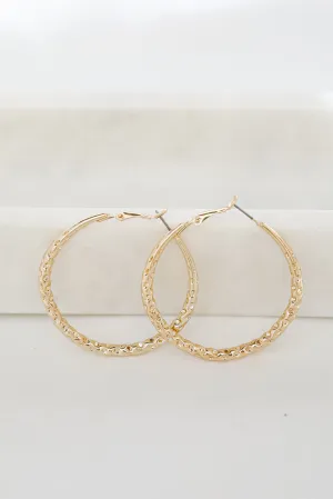 Ellie Gold Hammered Hoop Earrings