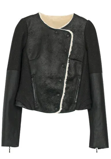 Faux Fur Moto Jacket - Black