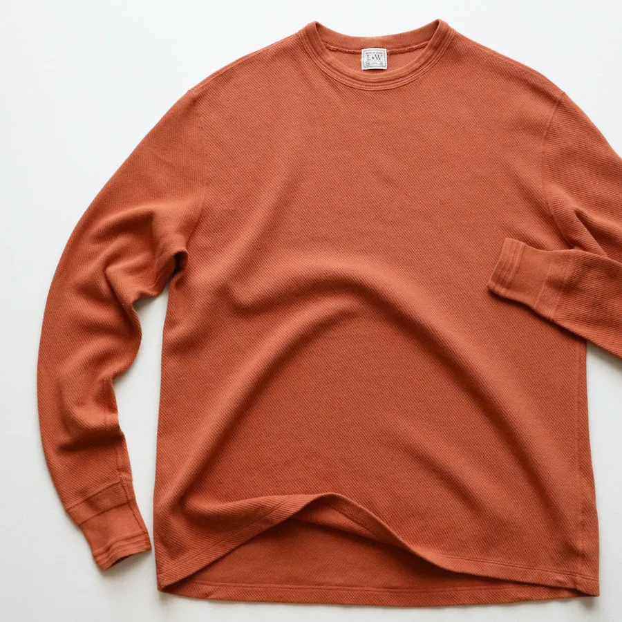 Fine Alan Honeycomb Crewneck Thermal in Orange Brown