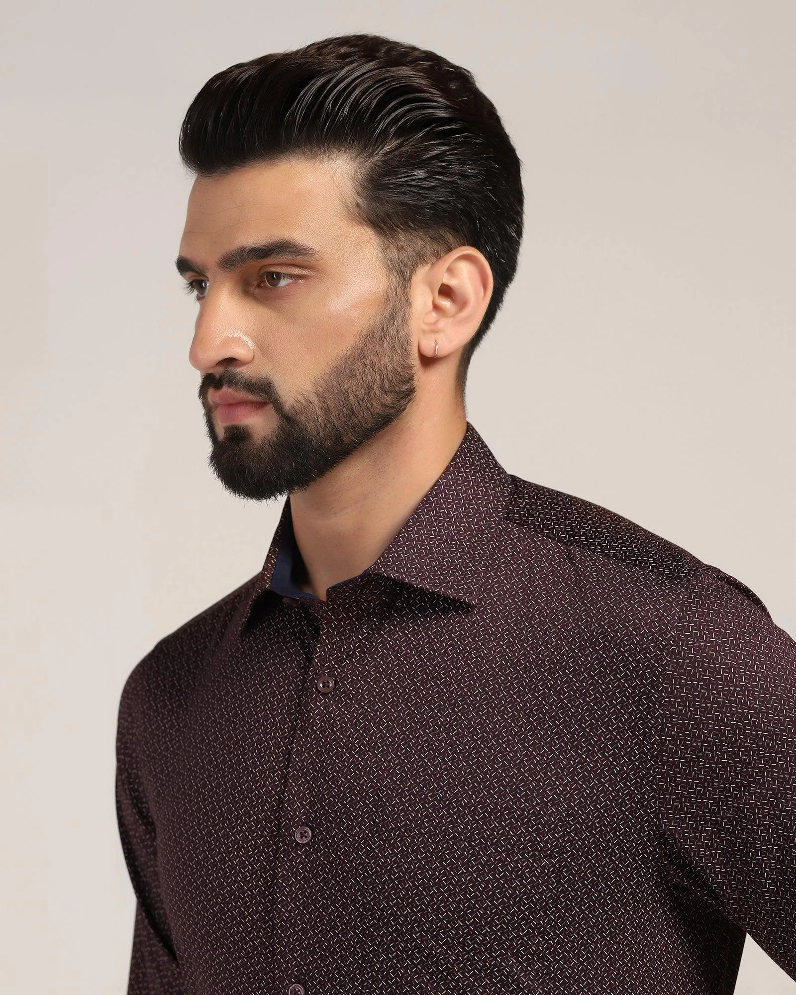 Formal Maroon Printed Shirt - Grotto