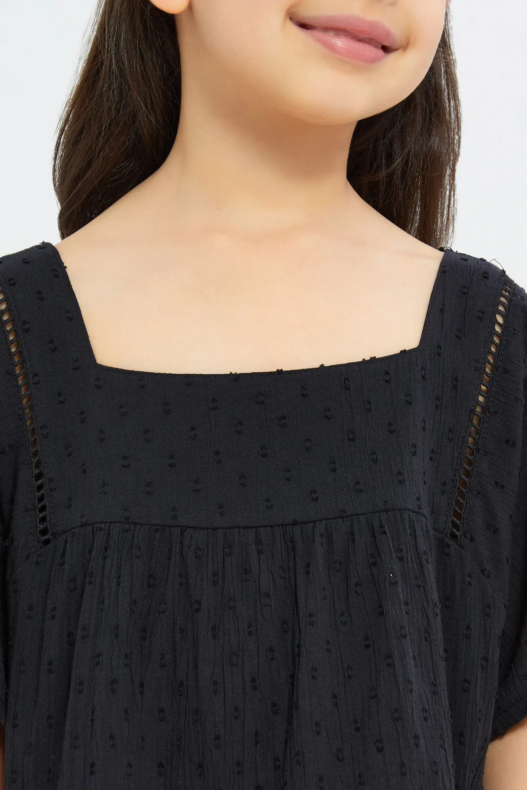 Girls Black Lace Blouse