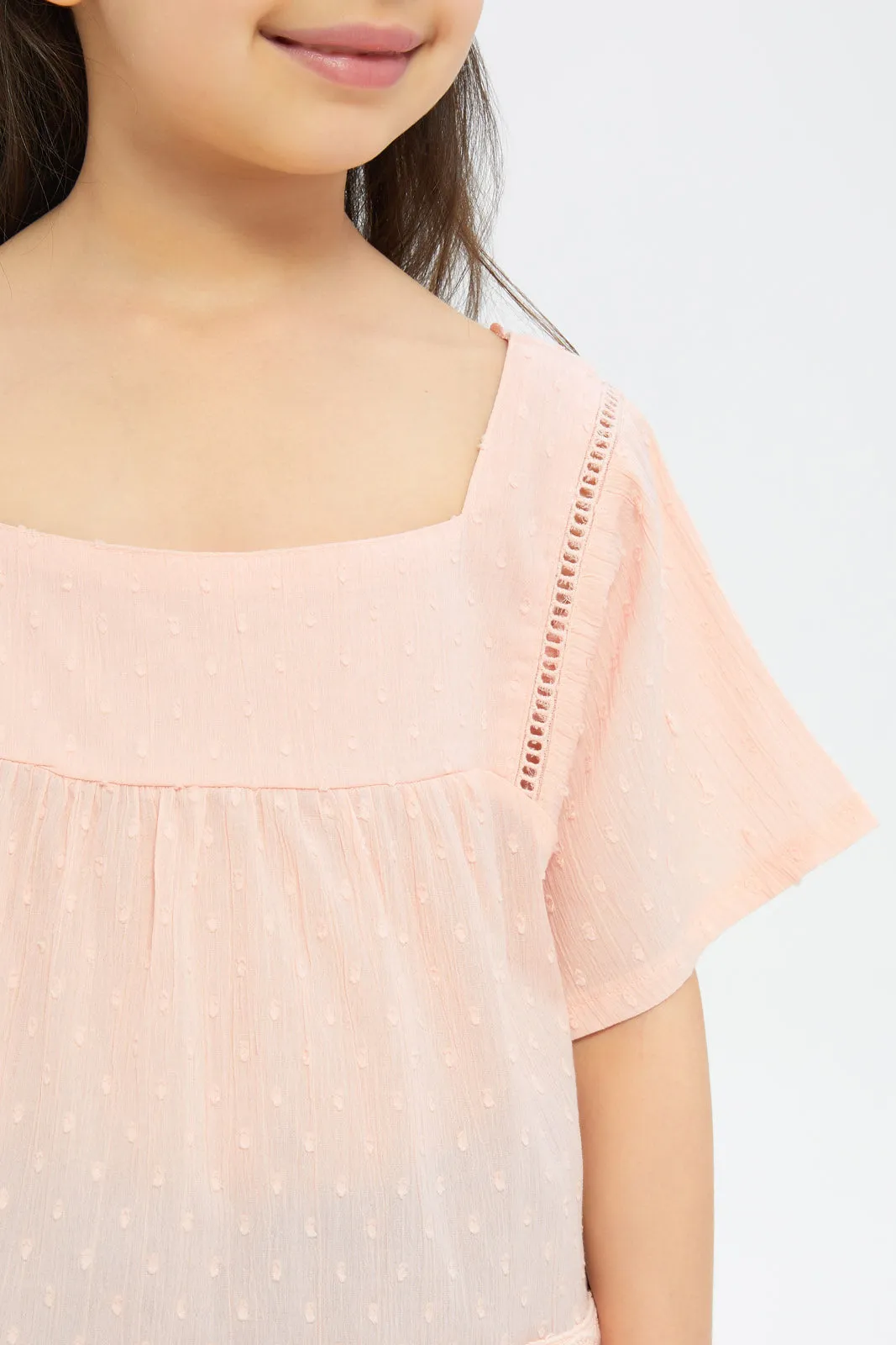 Girls Pink Lace Blouse