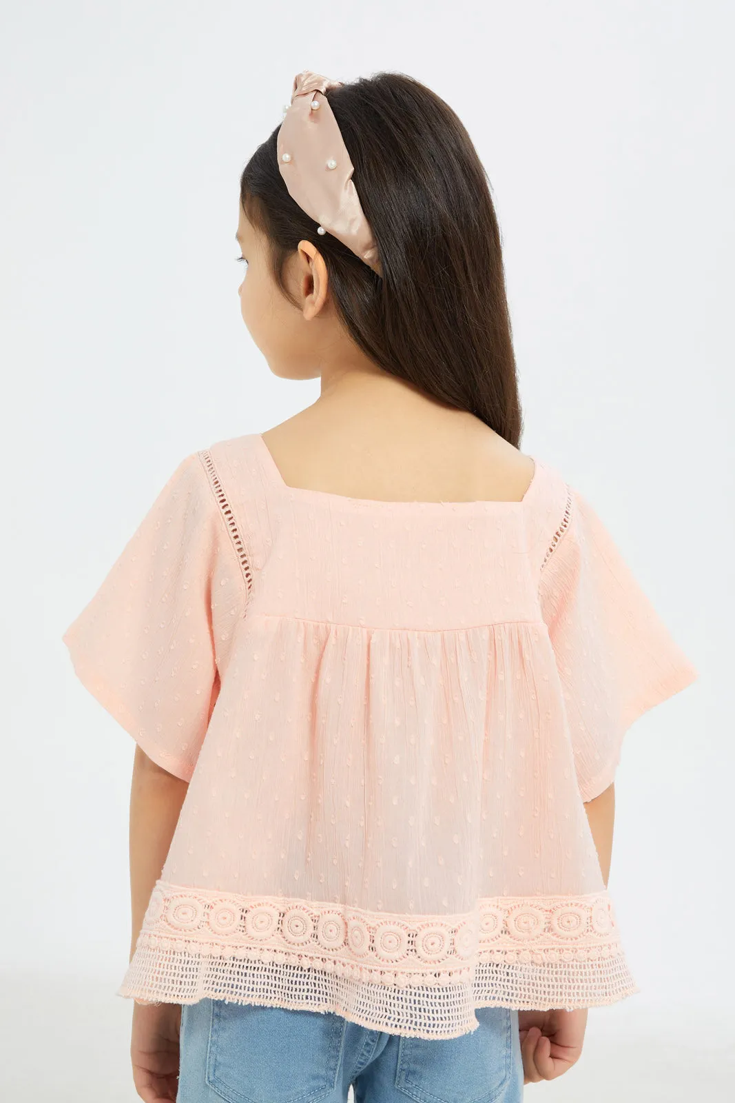 Girls Pink Lace Blouse