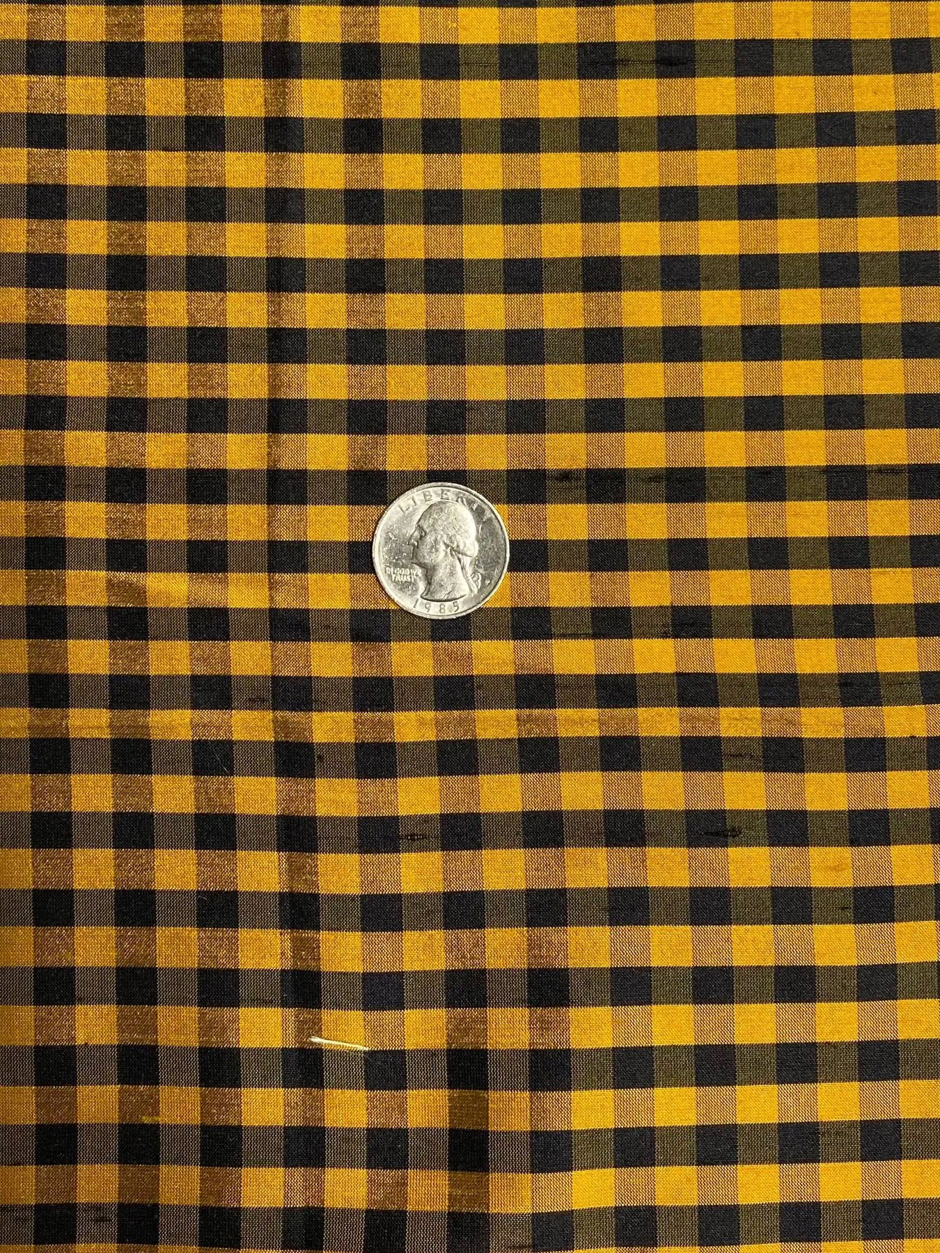 Gold Black Gingham Shantung 684 Fabric