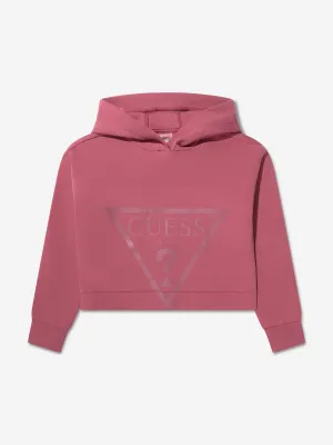 Guess Girls Logo Print Cropped Hoodie