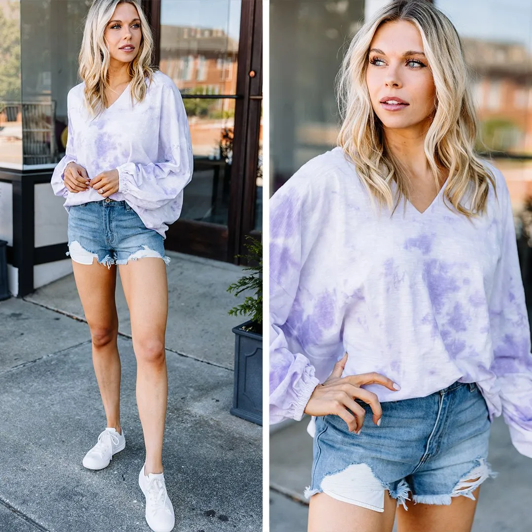 Happy To Be Here Lavender Purple Tie Dye Hoodie