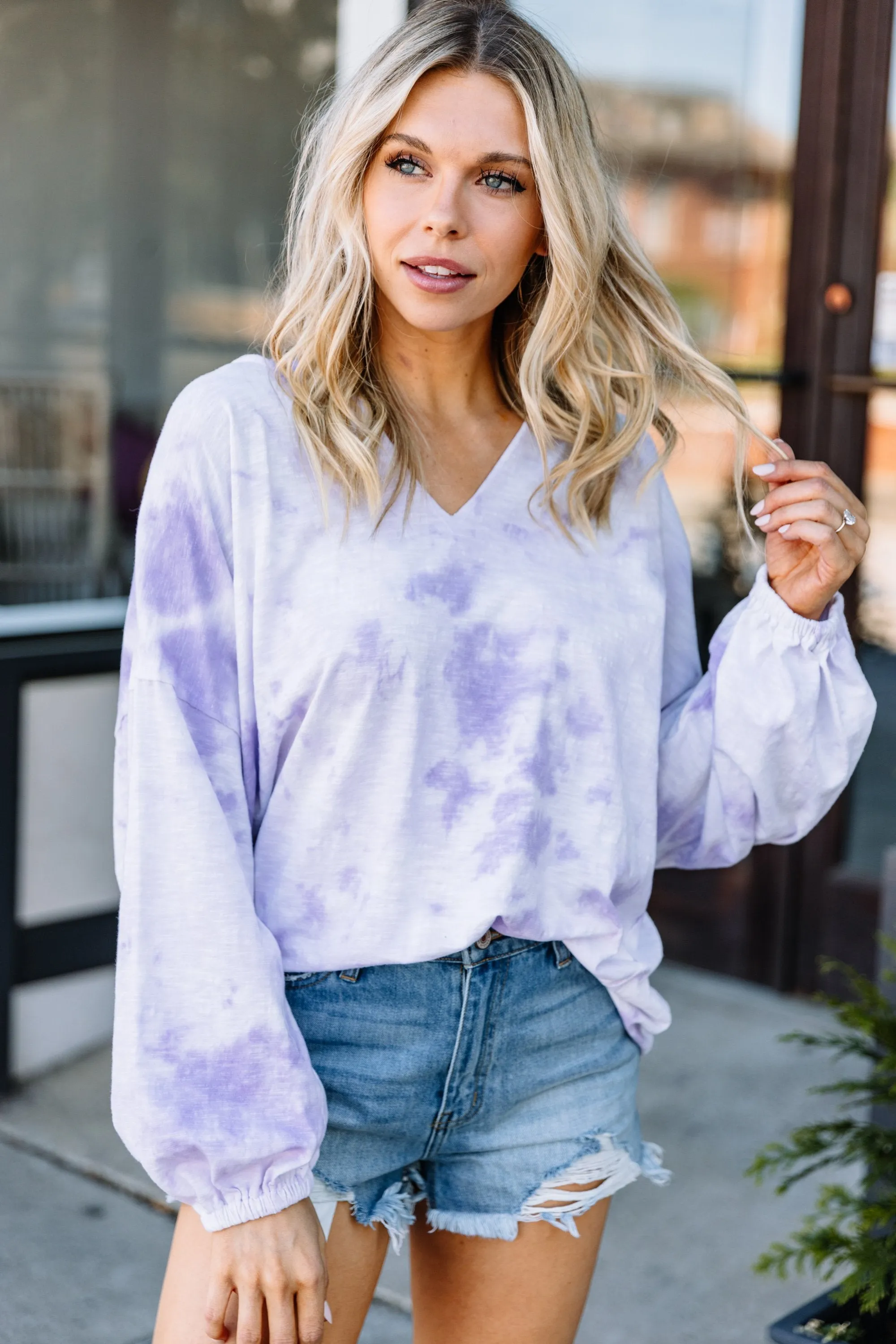 Happy To Be Here Lavender Purple Tie Dye Hoodie