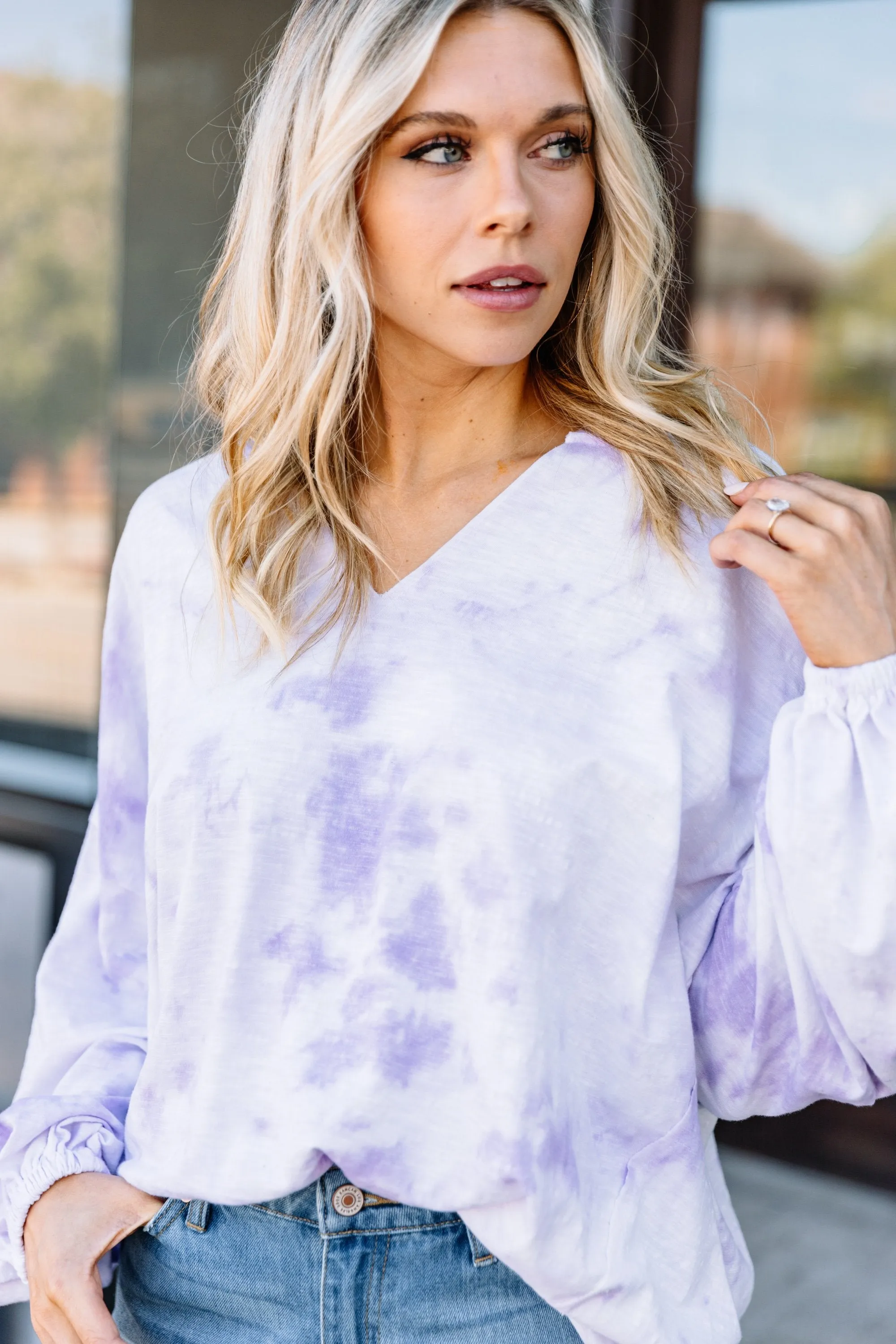 Happy To Be Here Lavender Purple Tie Dye Hoodie