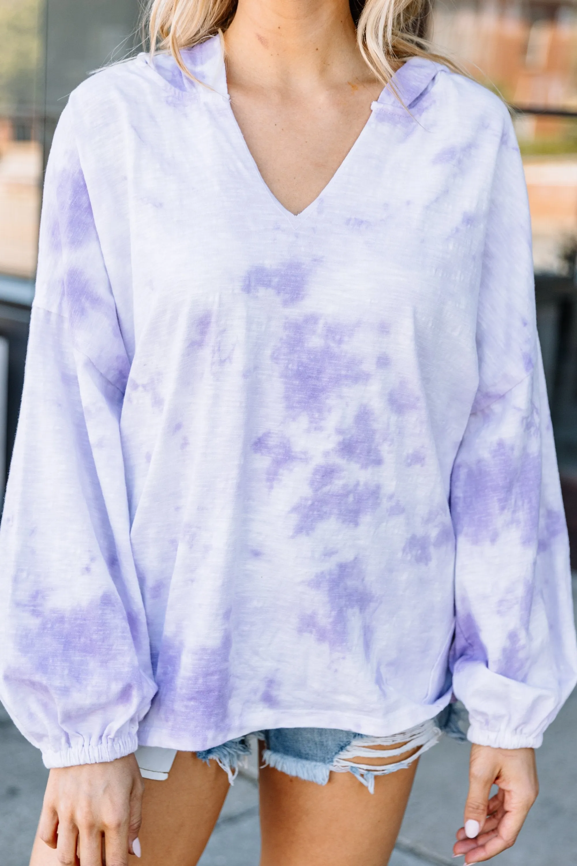 Happy To Be Here Lavender Purple Tie Dye Hoodie