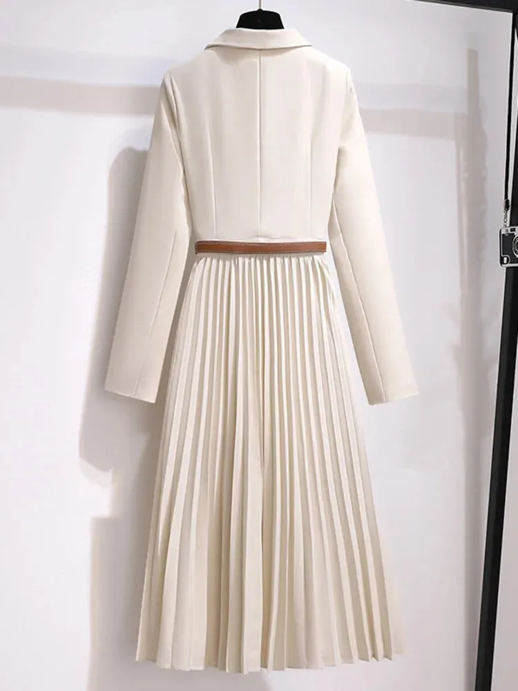 HEYFANCYSTYLE Elegant Chic Blazer Pleated Dress