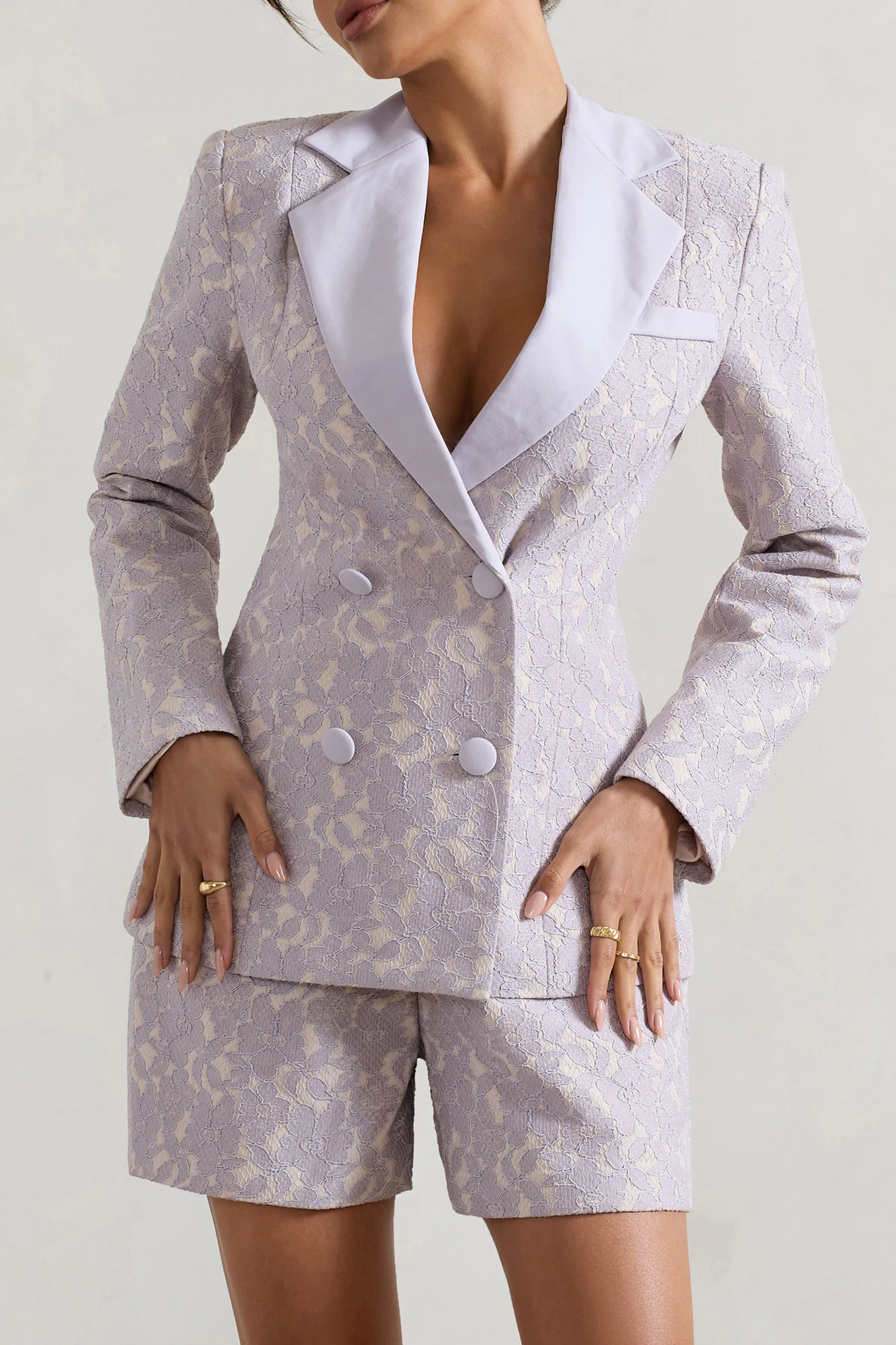 Kennedy | Mauve Lace Tailored Blazer