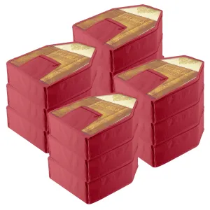 Kuber Industries Blouse Cover | Clothes Storage Bag | Zipper Wardrobe Organizers | Clothes Organiser with Attached Pocket | Non-Woven Front Transparent Blouse Cover | Pack of 12 | Maroon