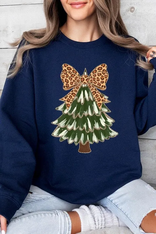 Leopard Bow Christmas Tree Sweatshirt