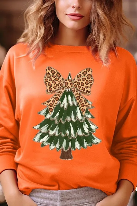 Leopard Bow Christmas Tree Sweatshirt