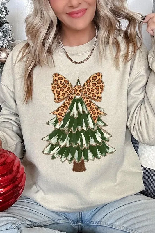 Leopard Bow Christmas Tree Sweatshirt