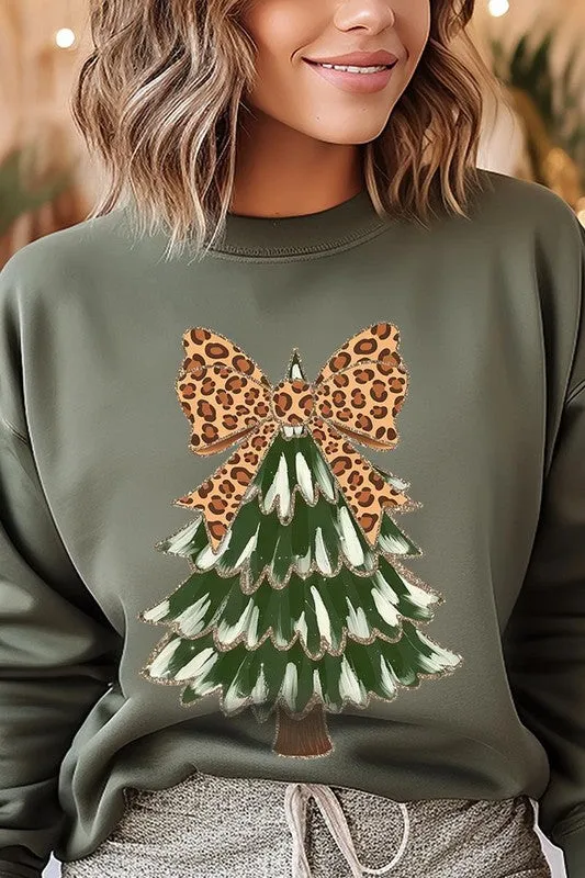 Leopard Bow Christmas Tree Sweatshirt