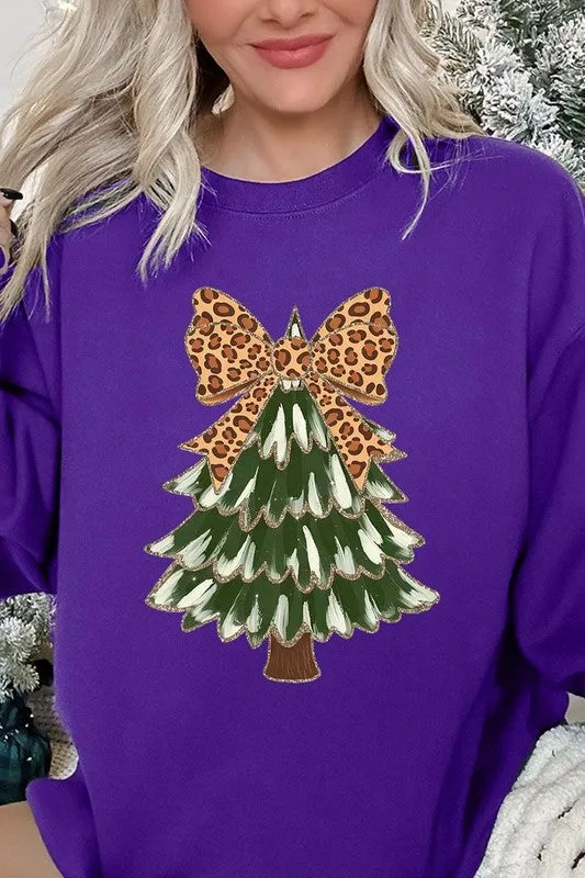 Leopard Bow Christmas Tree Sweatshirt