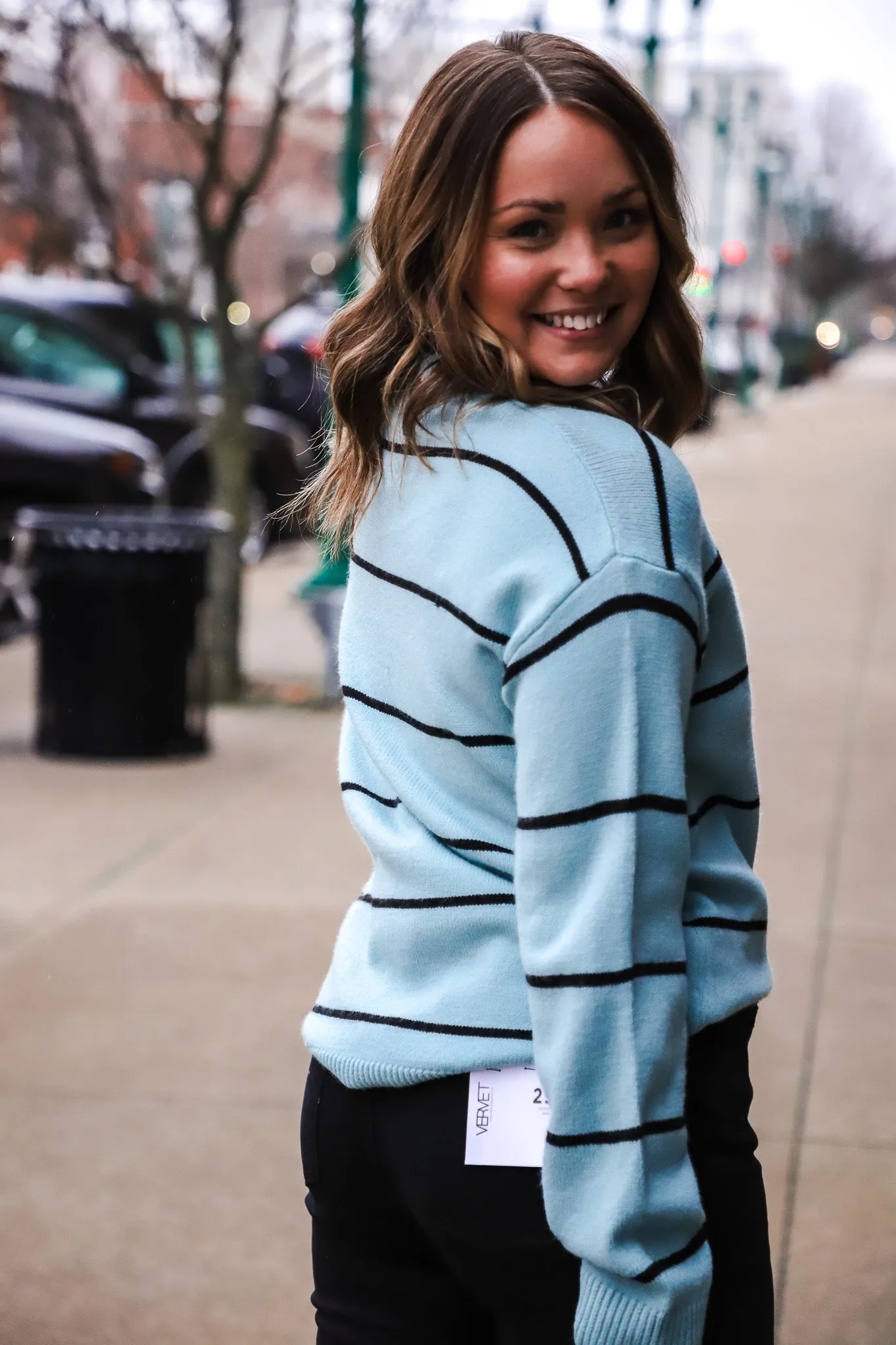 Lindsay Sky Striped Sweater