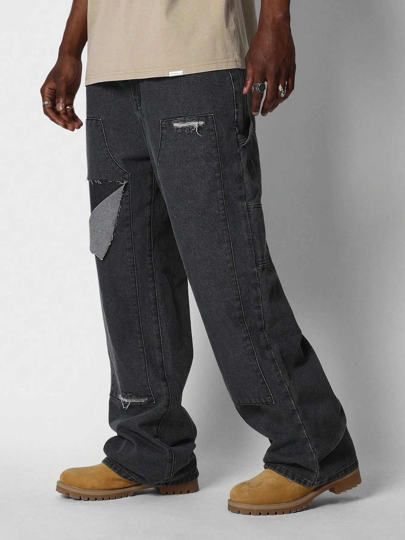 Loose Fit Jean With Ripped Carpenter Detail