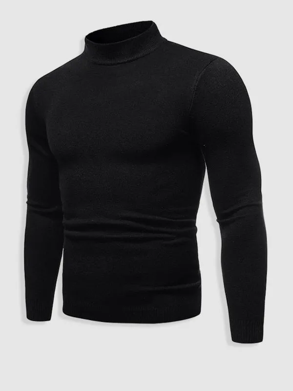 Men's Basic Solid Turtleneck Sweater