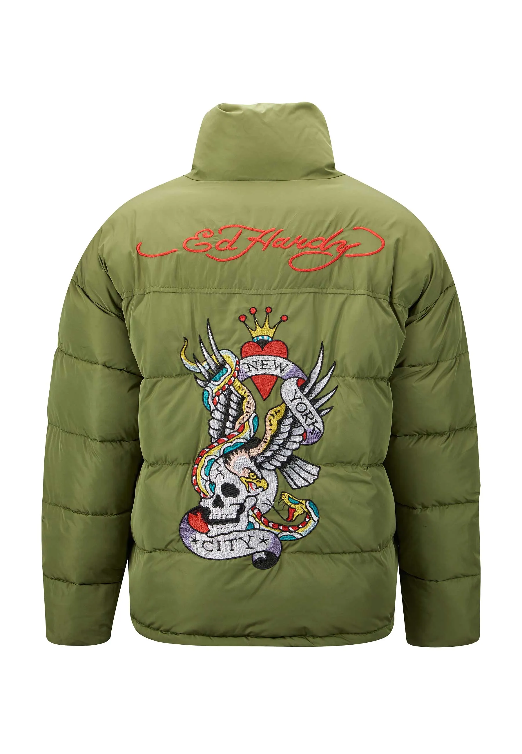 Mens Lks-Nyc-Skull Puffer Jacket - Green