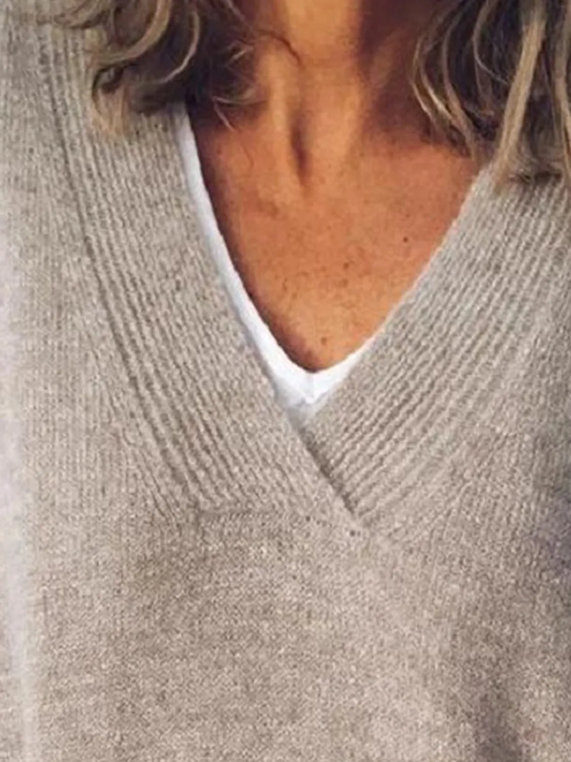 Michelle V-Neck Dropped Shoulder Sweater