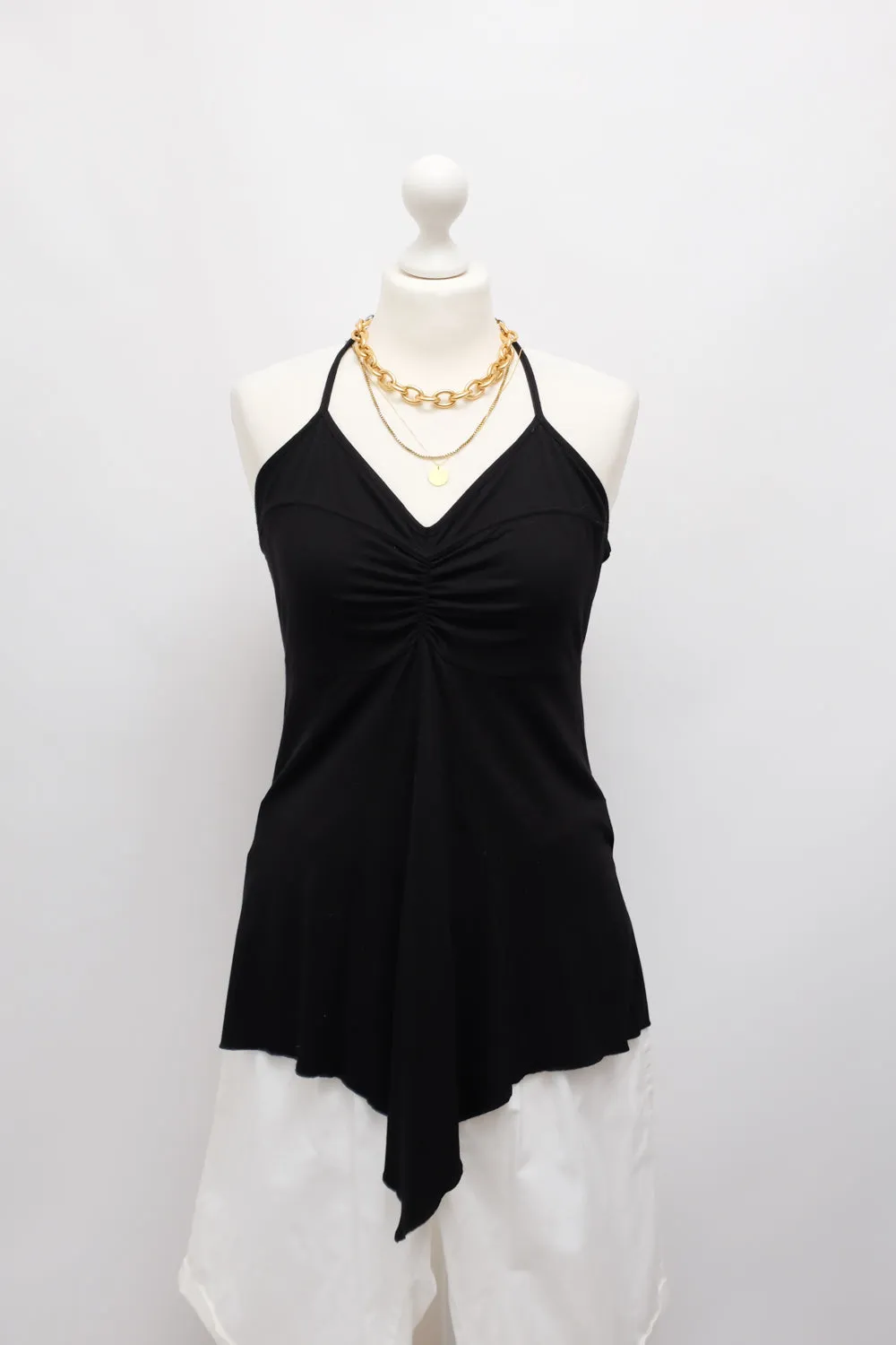 NECKHOLDER BLACK ASYMMETRICAL TOP