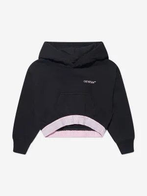 Off-White Girls Bookish Logo Band Cropped Hoodie in Black