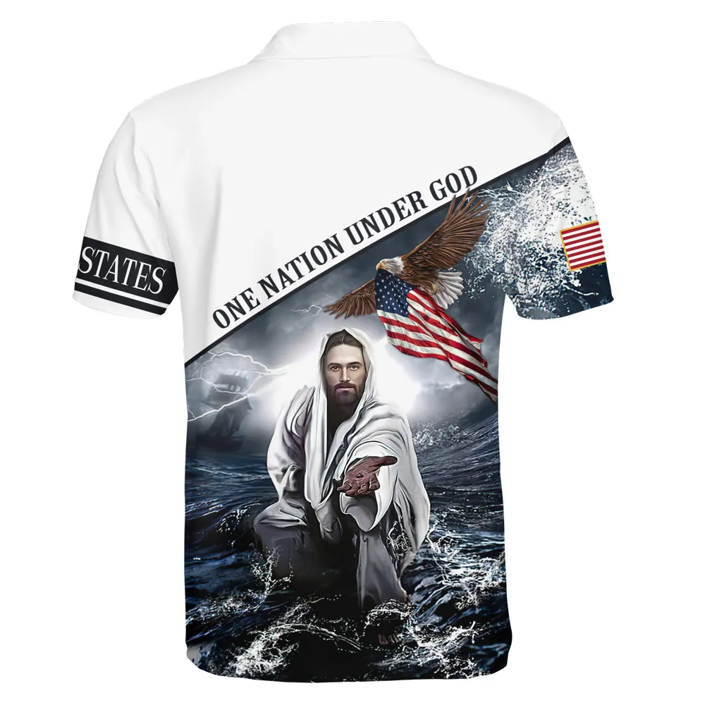 One Nation Under God Jesus Hands Polo Shirt - Christian Shirts & Shorts