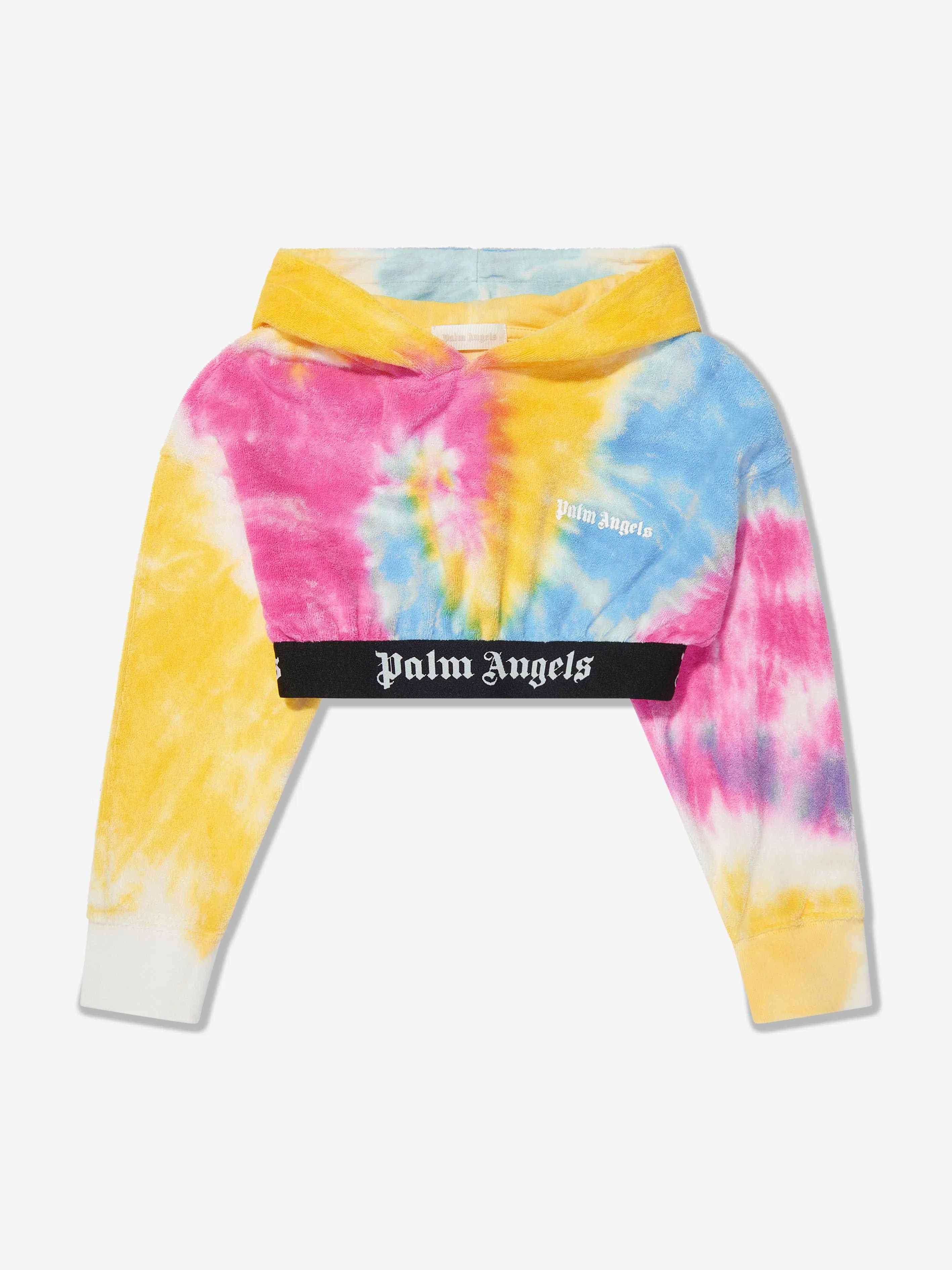 Palm Angels Girls AOP Tie Dye Cropped Hoodie in Multicolour