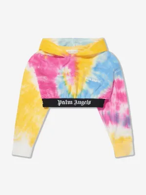 Palm Angels Girls AOP Tie Dye Cropped Hoodie in Multicolour