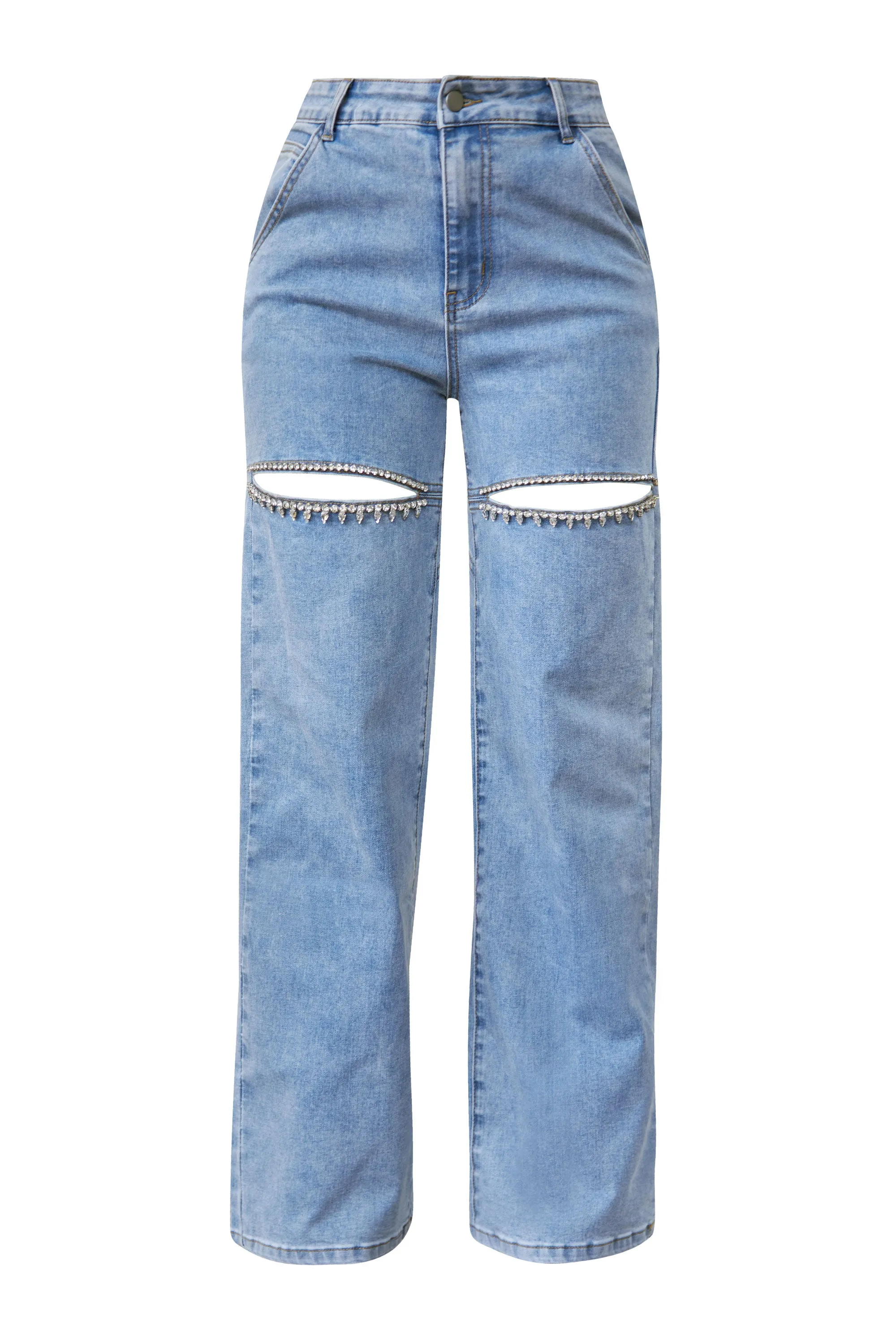 Payson Light Wash Cut Out Rhinestone Jeans