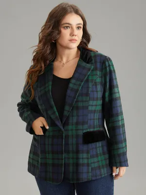 Plaid Button Up Patchwork Flap Pocket Blazer