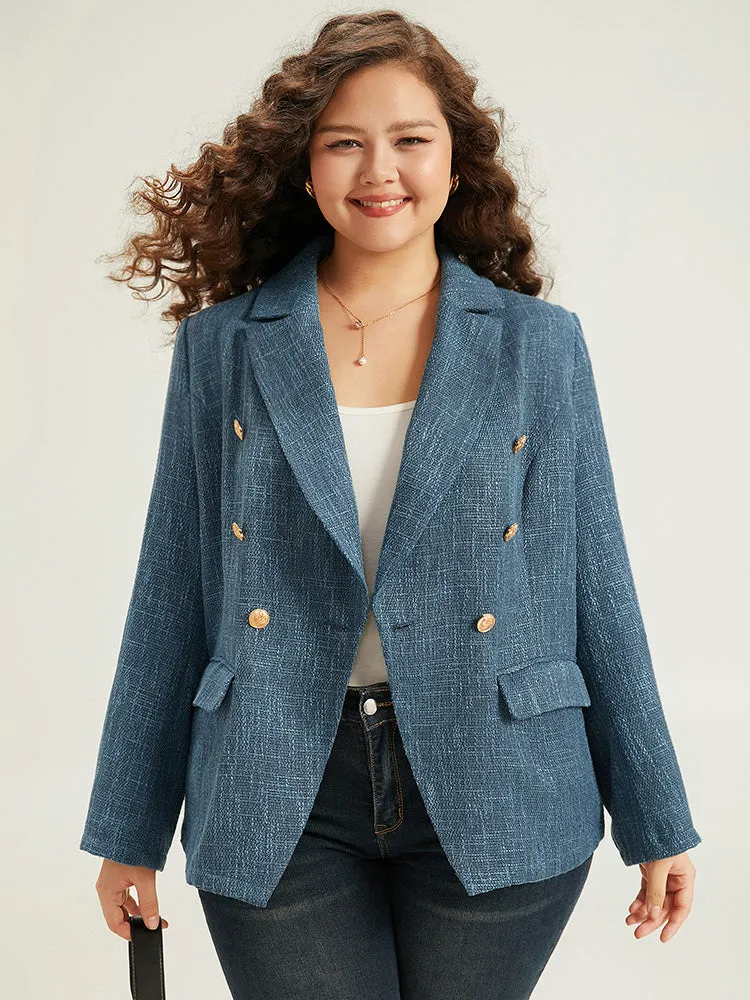 Plain Texture Pocket Buckle Detail Blazer